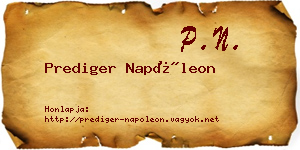 Prediger Napóleon névjegykártya